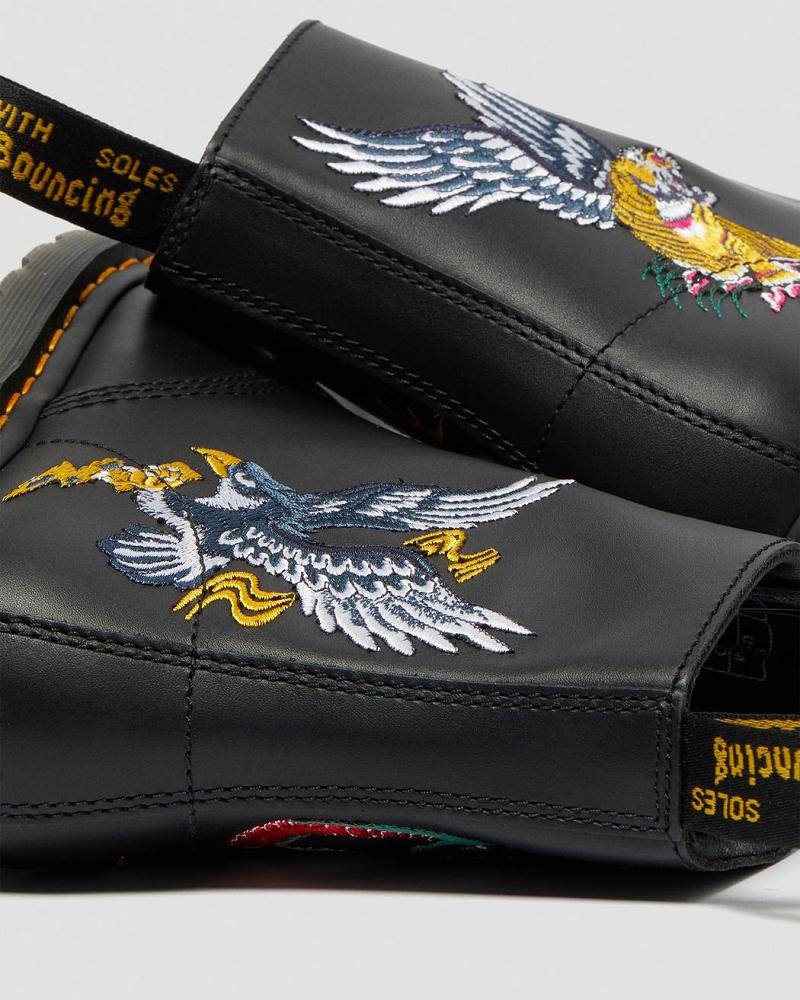 Dr Martens 1460 Souvenir Embroidered Læder Ankelstøvler Dame Sort | DK 20LIS